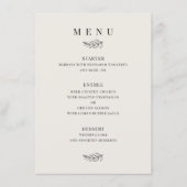 Moderne Minimalistische Zwarte & Beige Bruiloft Menu (Voorkant)