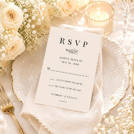 Moderne Minimalistische Zwarte & Beige Bruiloft RSVP Kaartje