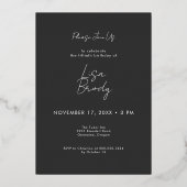 Moderne Minimalistische Zwarte Boog Verjaardag Vij Folie Uitnodiging (Achterkant)