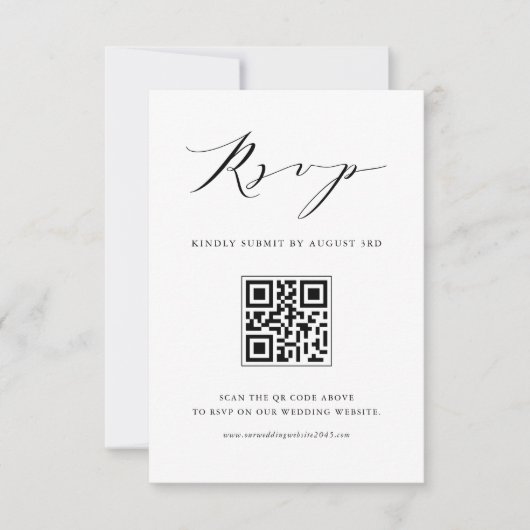 Moderne, minimalistische zwarte-brouwerij-QR-code RSVP Kaartje (Voorkant)