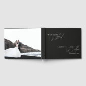 Moderne, minimalistische zwarte bruiloft Foto Boot Gastenboek (Volledig)