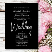 Moderne minimalistische zwarte bruiloft kaart