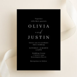 Moderne minimalistische zwarte bruiloft kaart