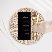 Moderne minimalistische zwarte bruiloft menu
