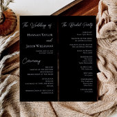 Moderne minimalistische zwarte bruiloft programmakaart