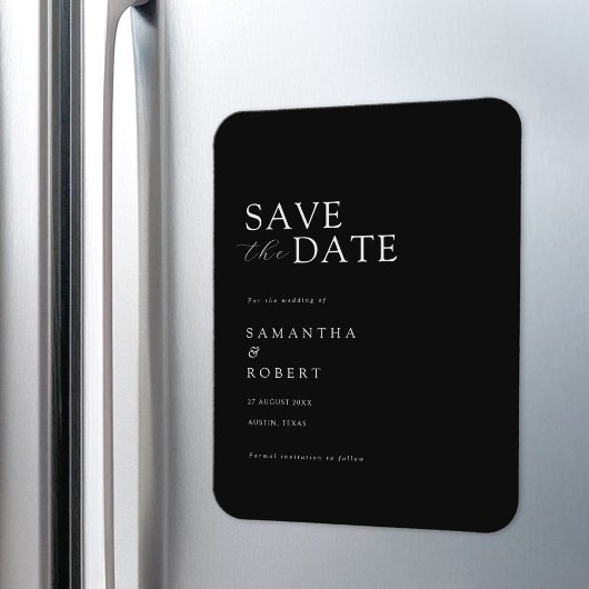 Moderne minimalistische zwarte bruiloft Save the D Magneet