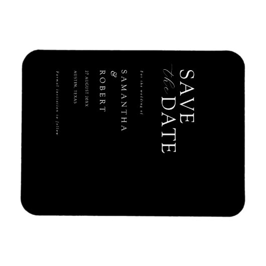Moderne minimalistische zwarte bruiloft Save the D Magneet (Horizontaal)