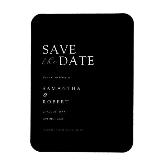 Moderne minimalistische zwarte bruiloft Save the D Magneet (Verticaal)