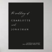 Moderne minimalistische zwarte bruiloft — Welkomst Poster (Voorkant)