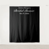 Moderne Minimalistische Zwarte Bruiloftsshower Fot Wandkleed (Voorkant)