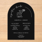 Moderne minimalistische zwarte Drink menukaart Acryl Uitnodigingen (Voorkant)