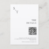 Moderne Minimalistische Zwarte & Ecru Monogram Huw Informatiekaartje (Voorkant)