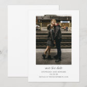 Moderne, minimalistische zwarte, eenvoudige foto-b save the date (Voorkant / Achterkant)