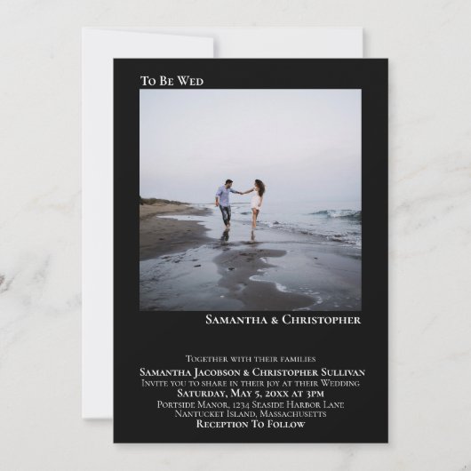 Moderne, minimalistische zwarte eenvoudige foto-br kaart (Voorkant)