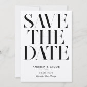Moderne minimalistische zwarte en EcruChic bruilof Save The Date (Voorkant)