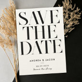 Moderne minimalistische zwarte en EcruChic bruilof Save The Date