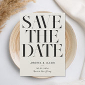 Moderne minimalistische zwarte en EcruChic bruilof Save The Date