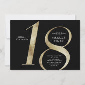 Moderne, minimalistische zwarte en gouden 18e verj kaart (Voorkant)