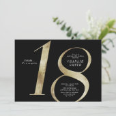 Moderne, minimalistische zwarte en gouden 18e verj kaart (Staand voorkant)