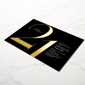 Moderne, minimalistische zwarte en gouden 21ste ve folie uitnodiging (Gedraaid)