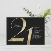 Moderne, minimalistische zwarte en gouden 21ste ve kaart (Staand voorkant)
