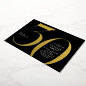 Moderne minimalistische zwarte en gouden 30e verja folie uitnodiging (Gedraaid)