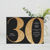 Moderne, minimalistische zwarte en gouden 30ste ve kaart (Staand voorkant)