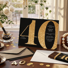 Moderne minimalistische zwarte en gouden 40e verja kaart
