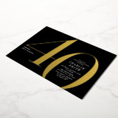 Moderne, minimalistische zwarte en gouden 40ste ve folie uitnodiging (Gedraaid)