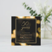 Moderne, minimalistische zwarte en gouden 50ste ve kaart (Staand voorkant)