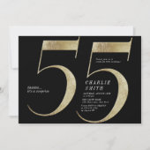 Moderne, minimalistische zwarte en gouden 55ste ve kaart (Voorkant)