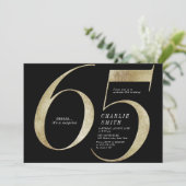Moderne, minimalistische zwarte en gouden 65ste ve kaart (Staand voorkant)
