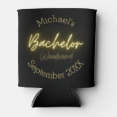 Moderne Minimalistische Zwarte en Gouden Bachelorf Blikjeskoeler (Voorkant)