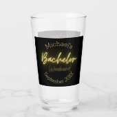 Moderne Minimalistische Zwarte en Gouden Bachelorf Glas (Achterkant)