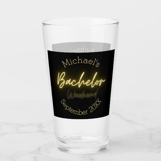 Moderne Minimalistische Zwarte en Gouden Bachelorf Glas (Voorkant)