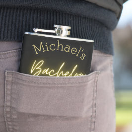 Moderne Minimalistische Zwarte en Gouden Bachelorf Heupfles