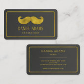 Moderne minimalistische zwarte en gouden snor Barb Visitekaartje (Voorkant / Achterkant)