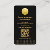 Moderne minimalistische zwarte en gouden stippen Q Visitekaartje (Voorkant)