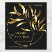 Moderne minimalistische zwarte en goudhondenwedden wijn etiket (Enkel label)