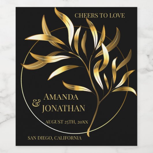 Moderne minimalistische zwarte en goudhondenwedden wijn etiket (Enkel label)