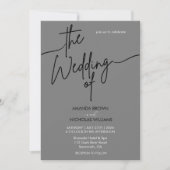Moderne minimalistische zwarte en grijze bruiloft kaart (Voorkant)