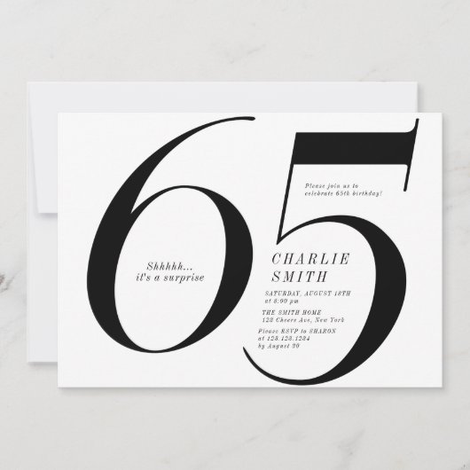 Moderne, minimalistische zwarte en witte 65e verja kaart (Voorkant)