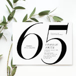 Moderne, minimalistische zwarte en witte 65e verja kaart<br><div class="desc">De moderne zwarte en witte minimalistische 65e verjaardagsuitnodiging is stijlvol nummer 65 en uw partijdetails in klassiek serif lettertype,  eenvoudig en elegant,  een verrassende mijlpaal op de verjaardag van volwassenen voor mannen en vrouwen.</div>