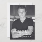 Moderne Minimalistische Zwarte en Witte Afstuderen Aankondiging (Voorkant)