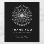 Moderne minimalistische zwarte en witte bloem wijn etiket (Enkel label)