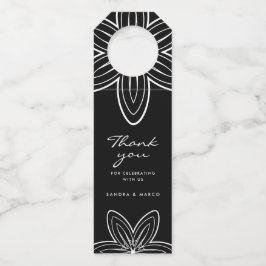 Moderne minimalistische zwarte en witte bloemen flessenhanger