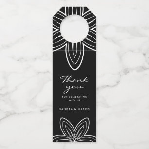 Moderne minimalistische zwarte en witte bloemen flessenhanger