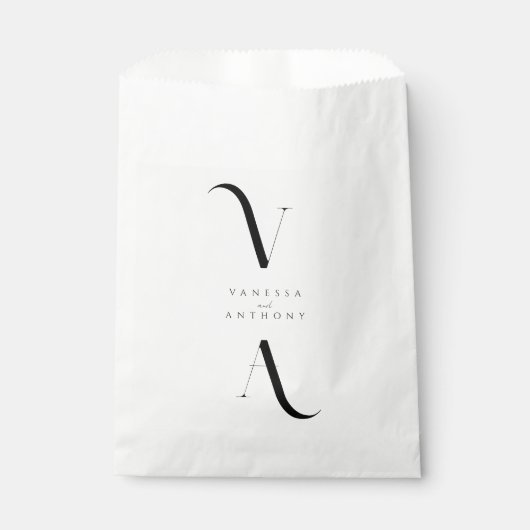 Moderne minimalistische zwarte en witte bruiloft bedankzakje (Voorkant)