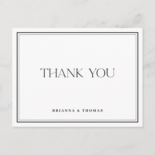 Moderne minimalistische zwarte en witte bruiloft D Briefkaart (Voorkant)