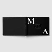 Moderne minimalistische zwarte en witte bruiloft gastenboek (Volledig)